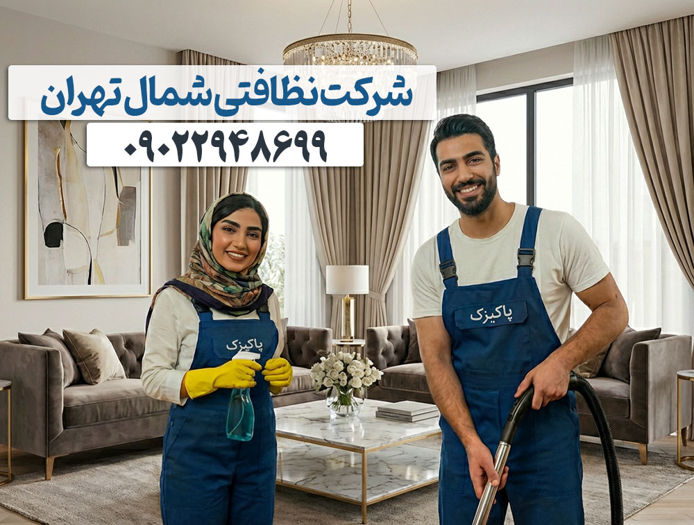 پرسنل شرکت نظافتی شمال تهران در حال تمیز کردن پنجره‌های یک برج لوکس