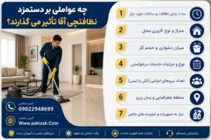 چه عواملی بر دستمزد نظافتچی آقا تأثیر می گذارند؟